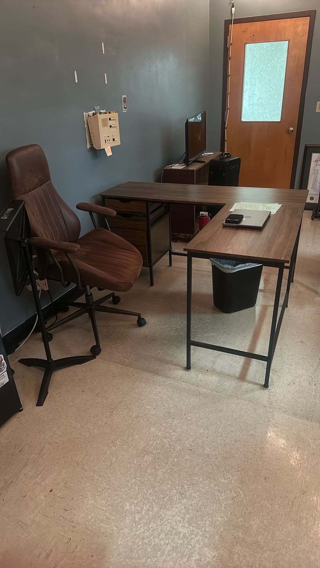 Brown Desk and Office Chair