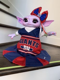 NFL Custom painted* Baby Yoda, Grogu, GIANTS  cheerleader football PURPLE DOLL