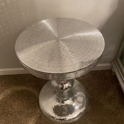 2 Round Sliver Mirror End Tables 