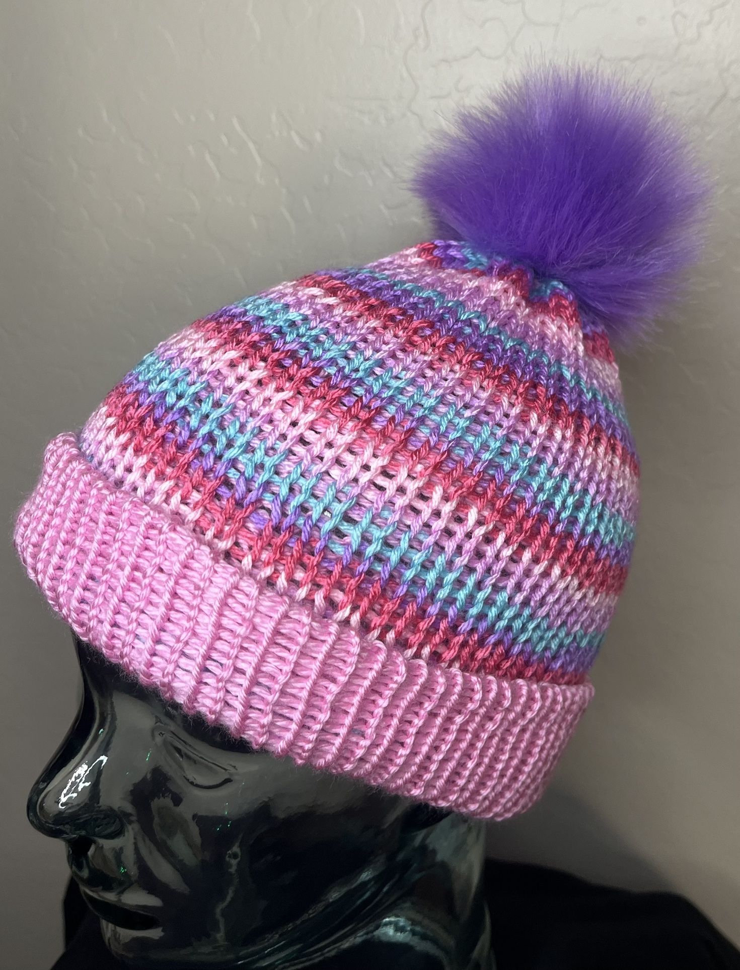 Unisex Reversible Adult Hand Knit Beanie