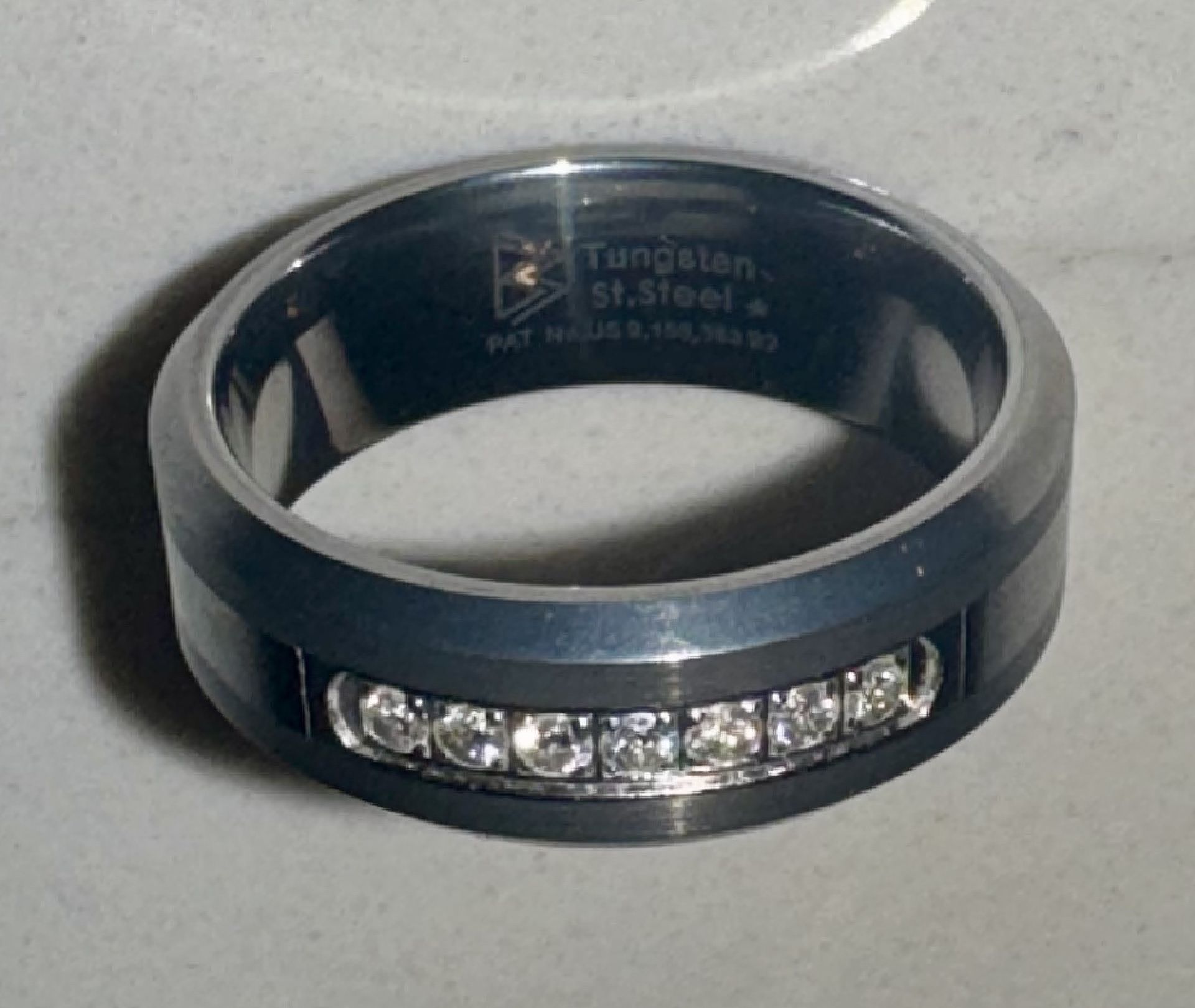 Wedding Ring With Diamonds. Tungsten At. Steele