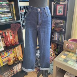 Seven7 Jeans Women's 14 Straight Frayed Hem Blue Cropped Straight Leg New