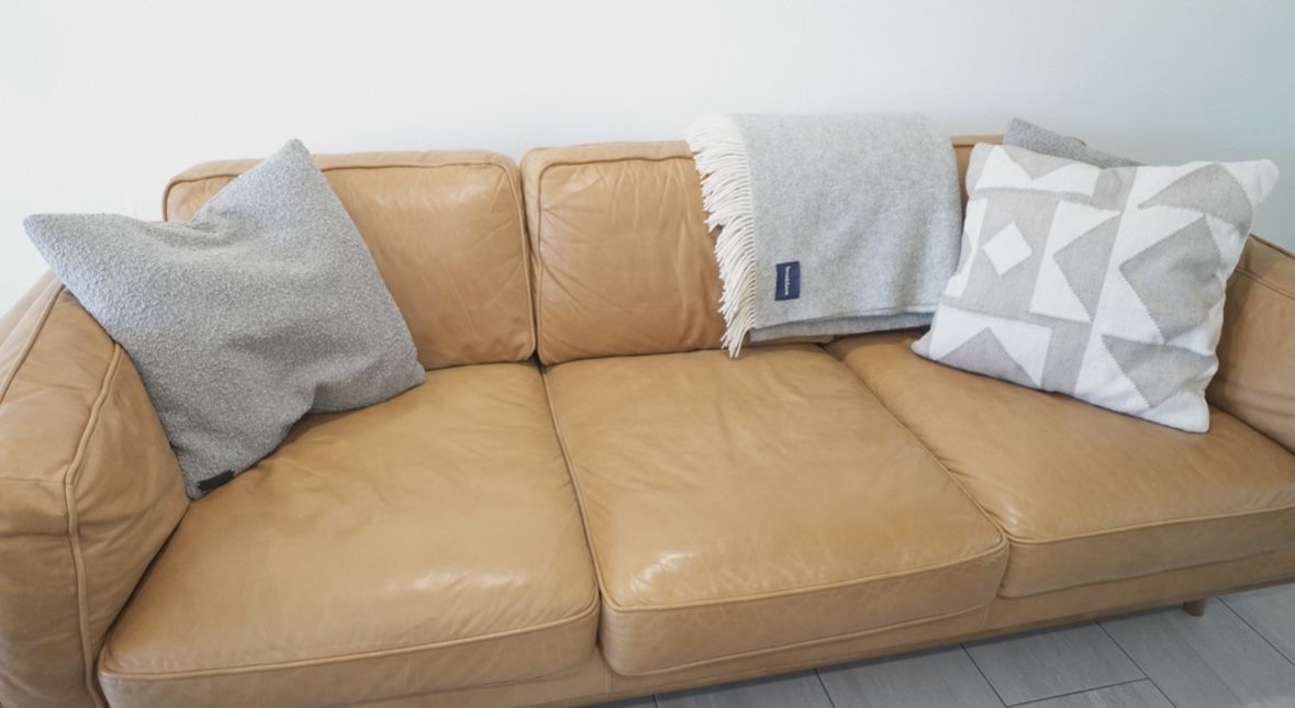 Article Timber 90" Leather Sofa - Charme Tan