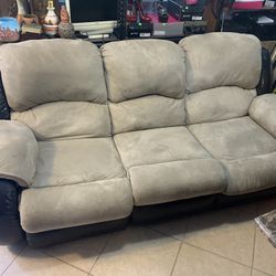 Leather And Suede Sofa Recliner