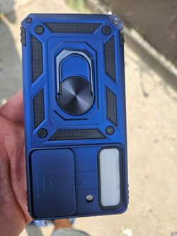 heavy-duty, rugged armor phone case in blue