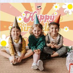 Groovy Birthday Decorations Groovy Happy Birthday Backdrop Banner Large Fabric