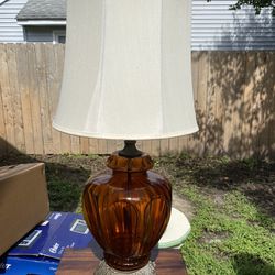 Vintage Amber Glass Lamp 