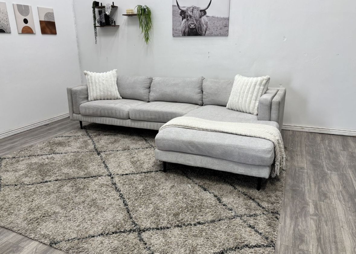Living Spaces Grey Sectional Couch - Free Delivery 