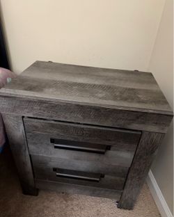 Rustic Grey 2-Drawer Nightstand / Side Table with USB Ports – $20