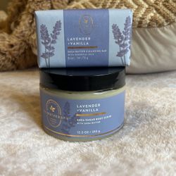Brand new lavender and vanilla, body scrub and cleansing bar
