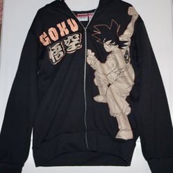 GOKU Dragon Ball Z Black Zip-Up Hoodie Mens Small Size S NWT Anime Fan Fighting