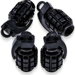 Black Grenade Tire Valve Stem Caps, Stainless Steel Tire Valve Caps Wheel Valve Caps for Cars, Trucks, SUV, Motorcycles, Bicycles