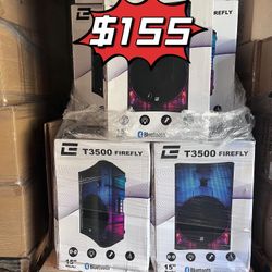 ❤️$155❤️ Edison T3500 firefly. Karaoke Powered Speaker Complete Set: Includes a high-quality wired microphone and a sturdy tripod stand for easy setup