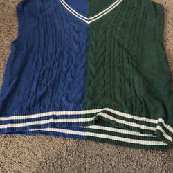 wild fable Blue & Green Sleeveless Sweater Best