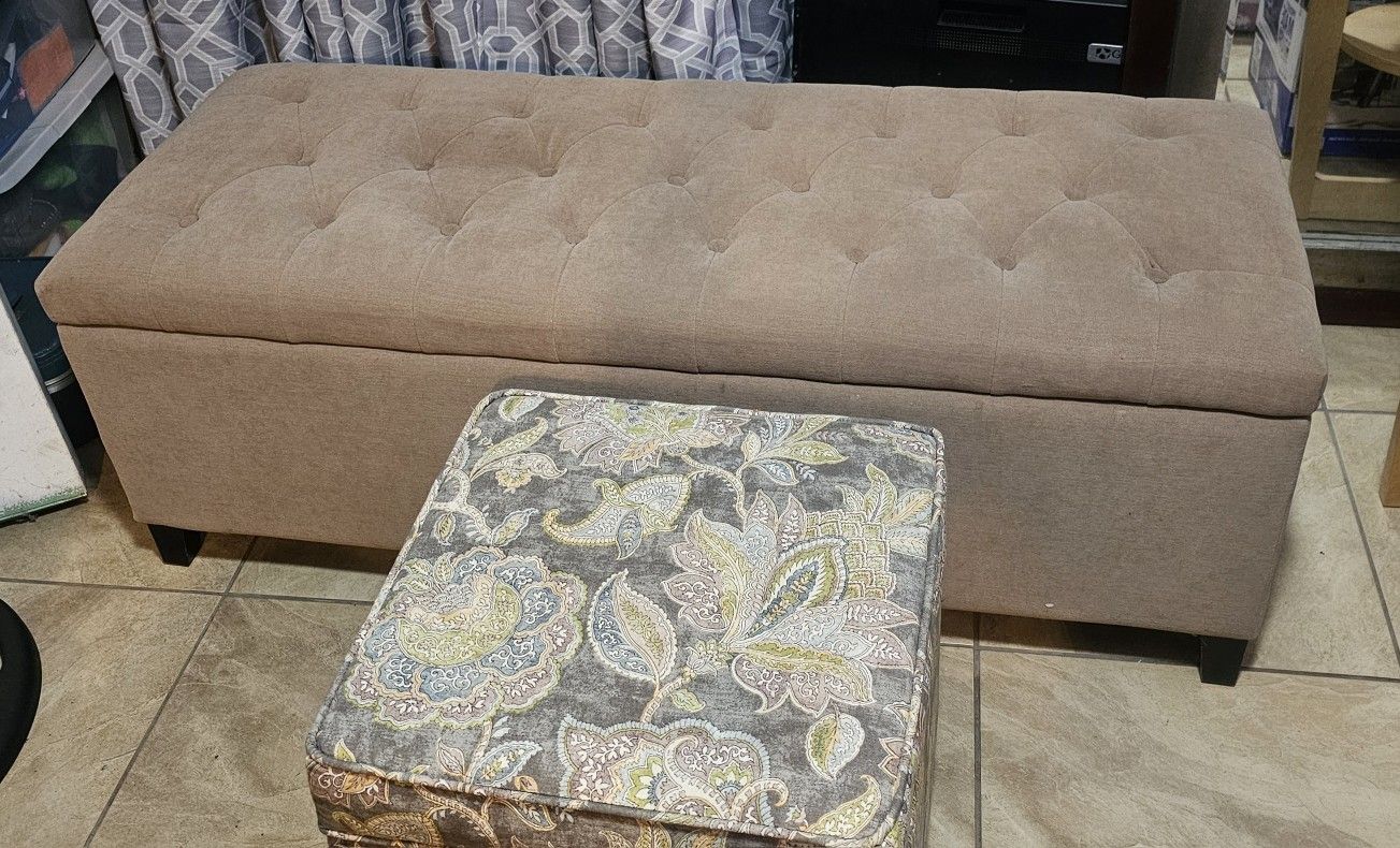 Velvet Bench and Hassock