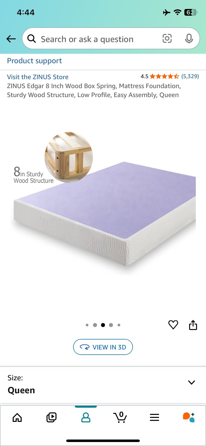 Zinus 8” Queen Sized Wooden Box Spring