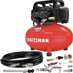 CRAFTSMAN Air Compressor, 6 Gallon, Pancake, Oil-Free with 13 Piece Accessory Kit