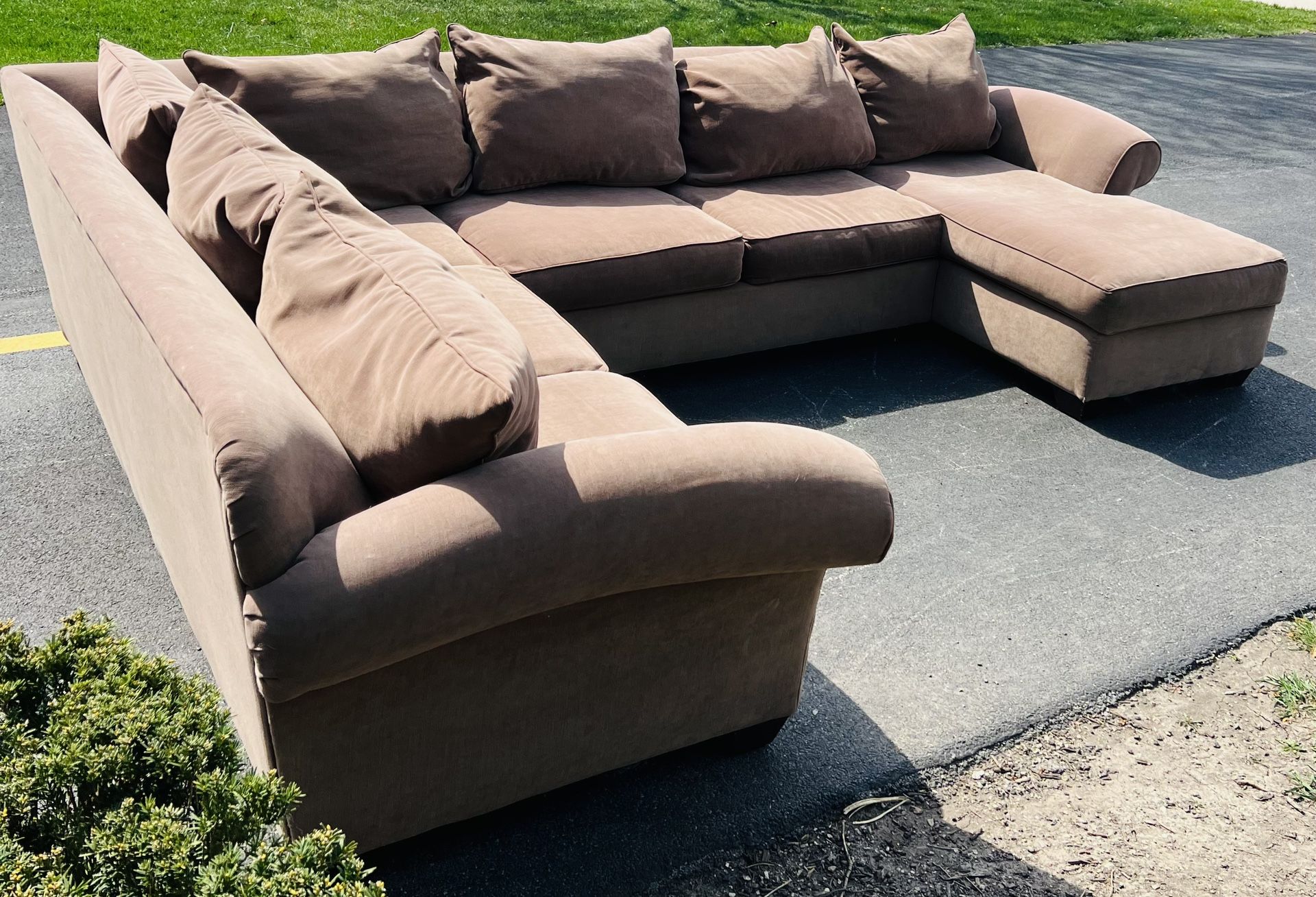 Light Brown Coffee Sectional Couch Set 