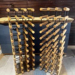 Pair of Mid-Century Modern Style Wine Racks – 30 Bottles Each