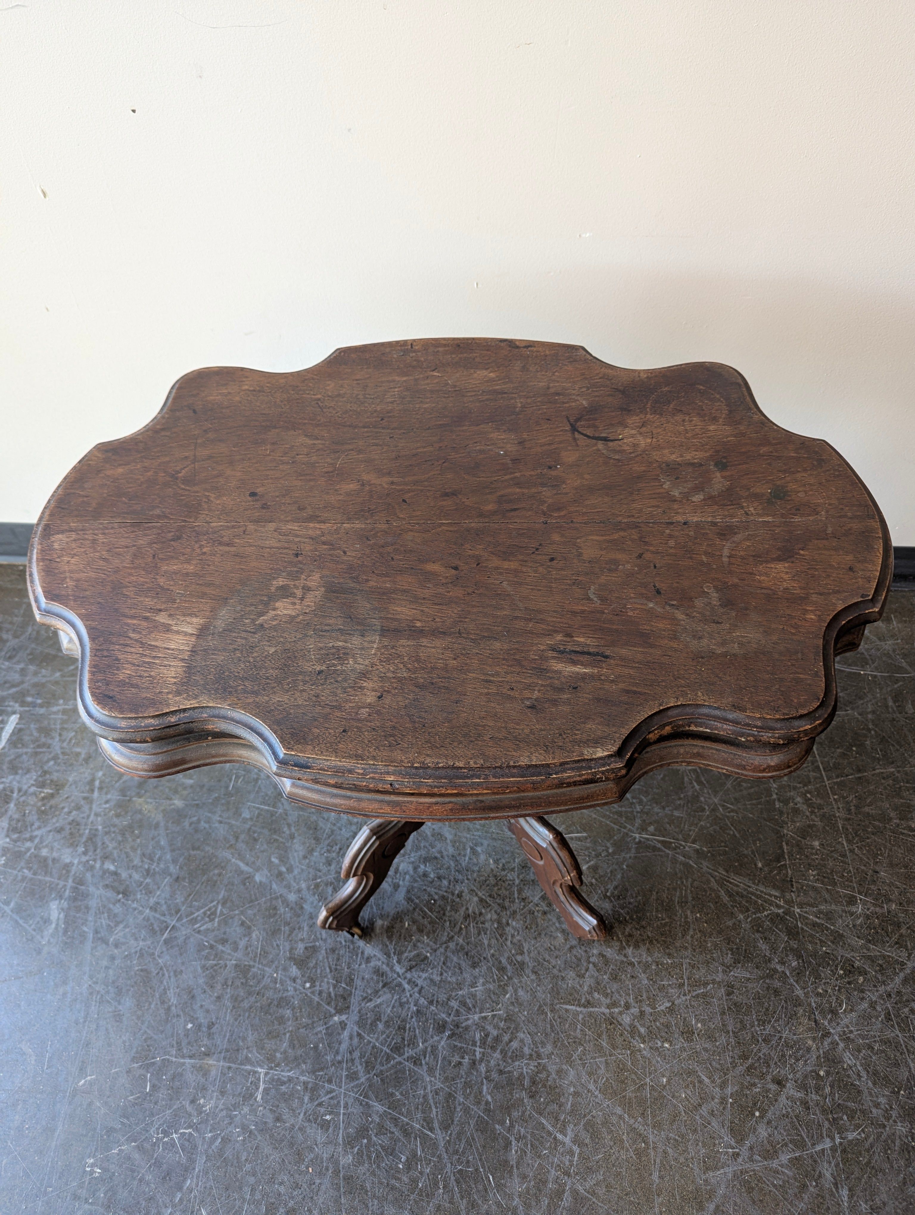Antique Carved Wood Occasional Table