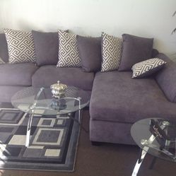 Grey Sectional With Pillows