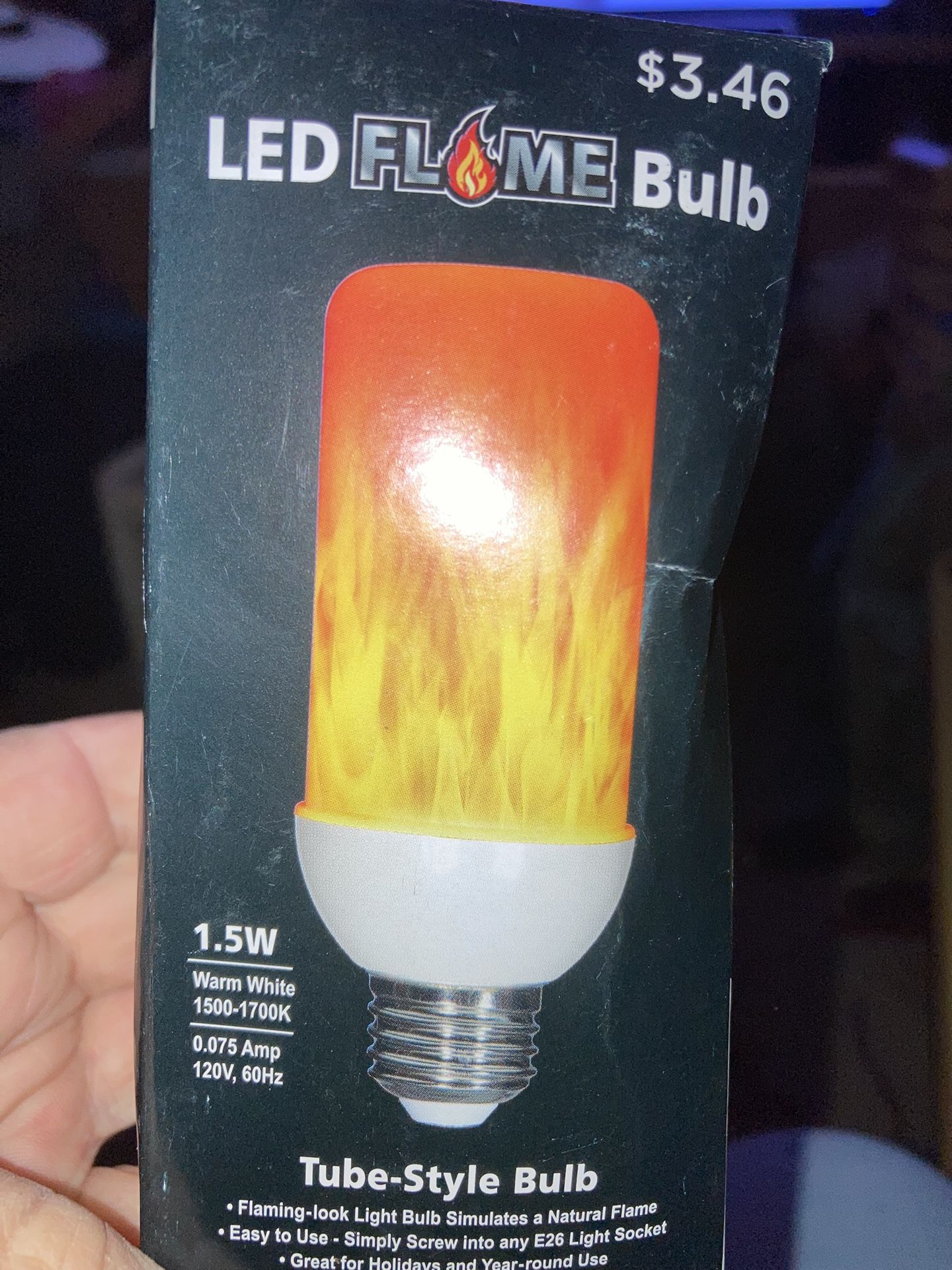 New- LED Flame Bulb Tube-Style New! 4  Pending 