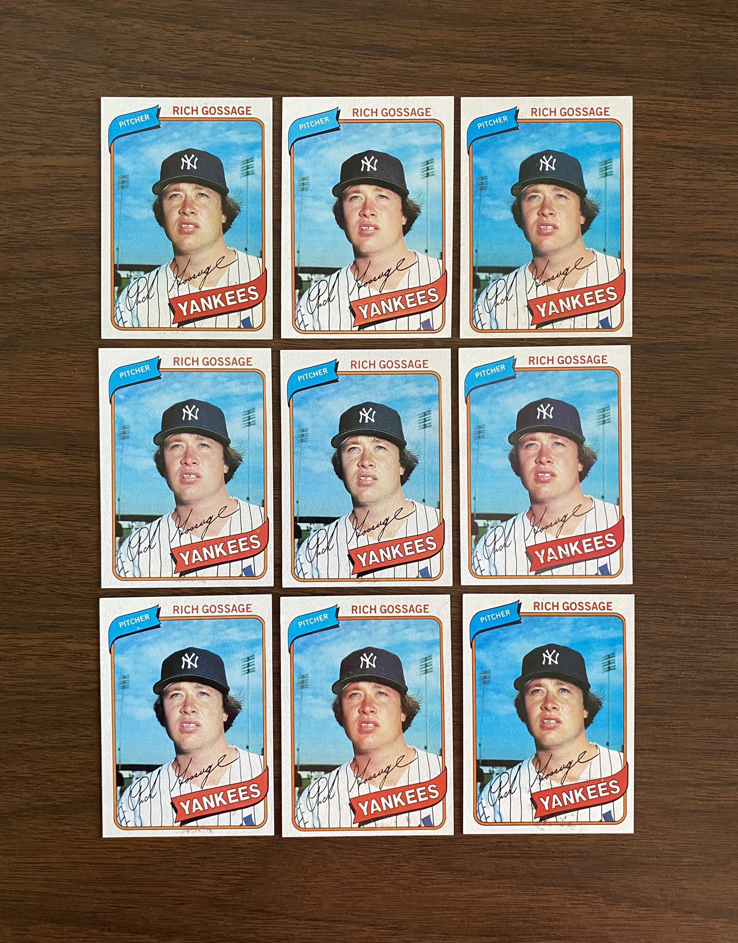 LOT OF 9 RICH “GOOSE” GOSSAGE 1980 TOPPS BASEBALL CARDS # 140 NEW YORK YANKEES