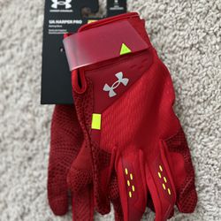 Under Armour Bryce Harper UA Pro Harper Red Batting Gloves  - Brand New - Size: Large - SKU: 1365465-600 