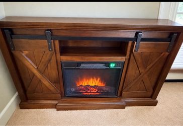 Wooden Electric Fireplace Console