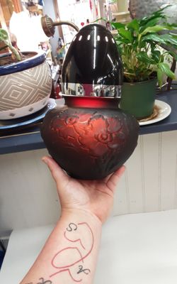 Vintage 1930's Tiffin Glass Black Amethyst Satin Vase- Located in Shelton