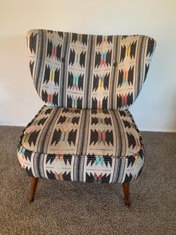 Upholstered Printed Chair with wood legs
