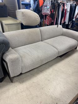 Modern Gray Fabric Sofa with Metal Legs