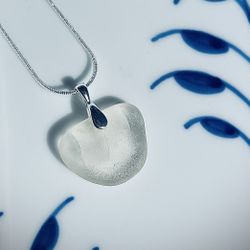 Heart-shaped Sea Glass Sterling Silver Necklace 