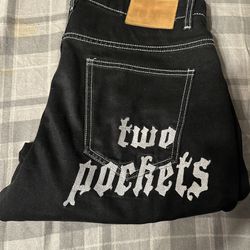Black And White Stitching Two Pockets Pants 