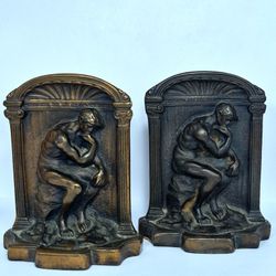 Pair of Vintage Mid Century Bronze Thinker Bookends (Paper Weights)