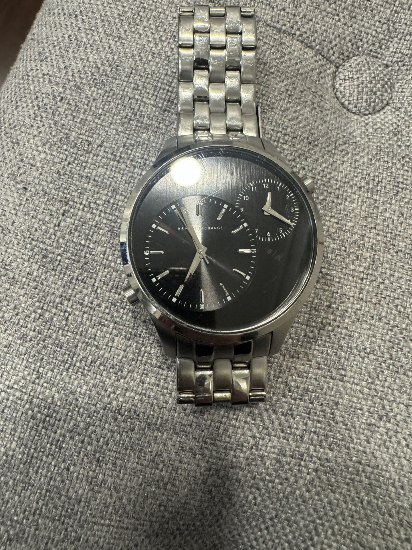 Armani Exchange Dual Time Black Dial Stainless Steel Men's Watch