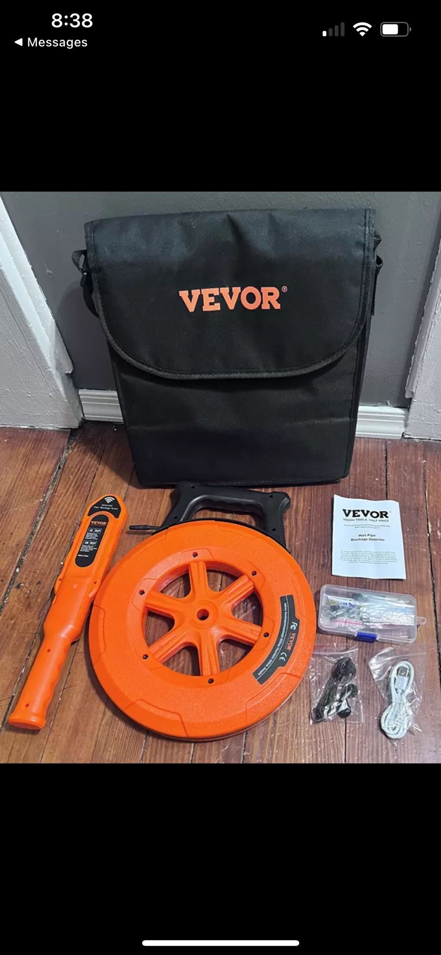 Vevor Pipe Blockage Detector ABS Pipe Locator IP67 Waterproof 100 ft Signal Line