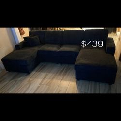 New‼️U Shaped Sectional Sofa Black, Dark Grey, Grey Ivory Corduroy 