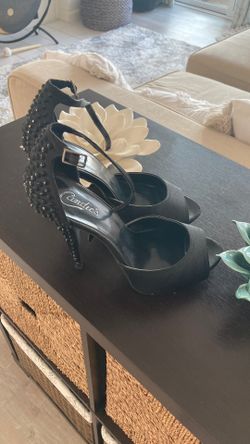 Candies Black Sequins High Heels New