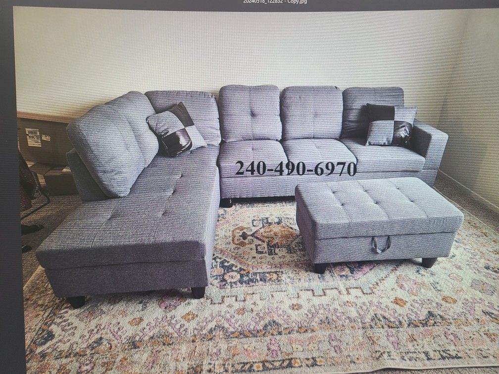  🔥Gray Linen Sectional Set Special  🔥