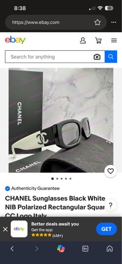 Chanel CC Logo Rectangular Sunglasses Black White
