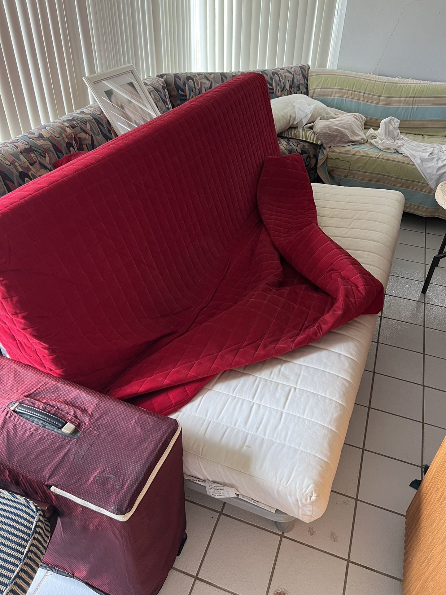 Folding Couch With Cover And Two Pillows