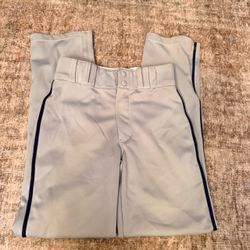 L Youth Champro Grey Baseball Pants with Navy Stripe