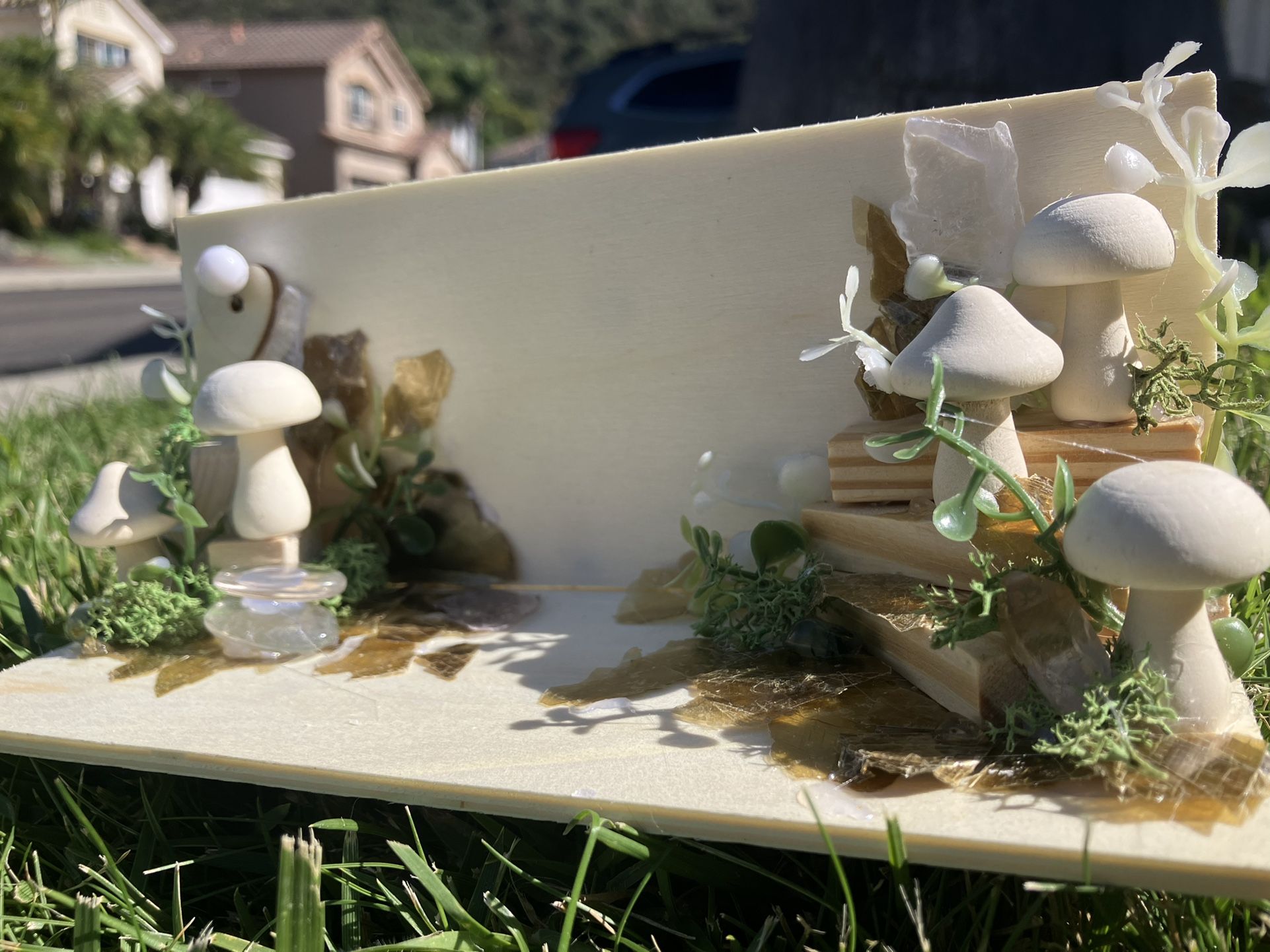 Handmade Mushroom Decor With Crystals