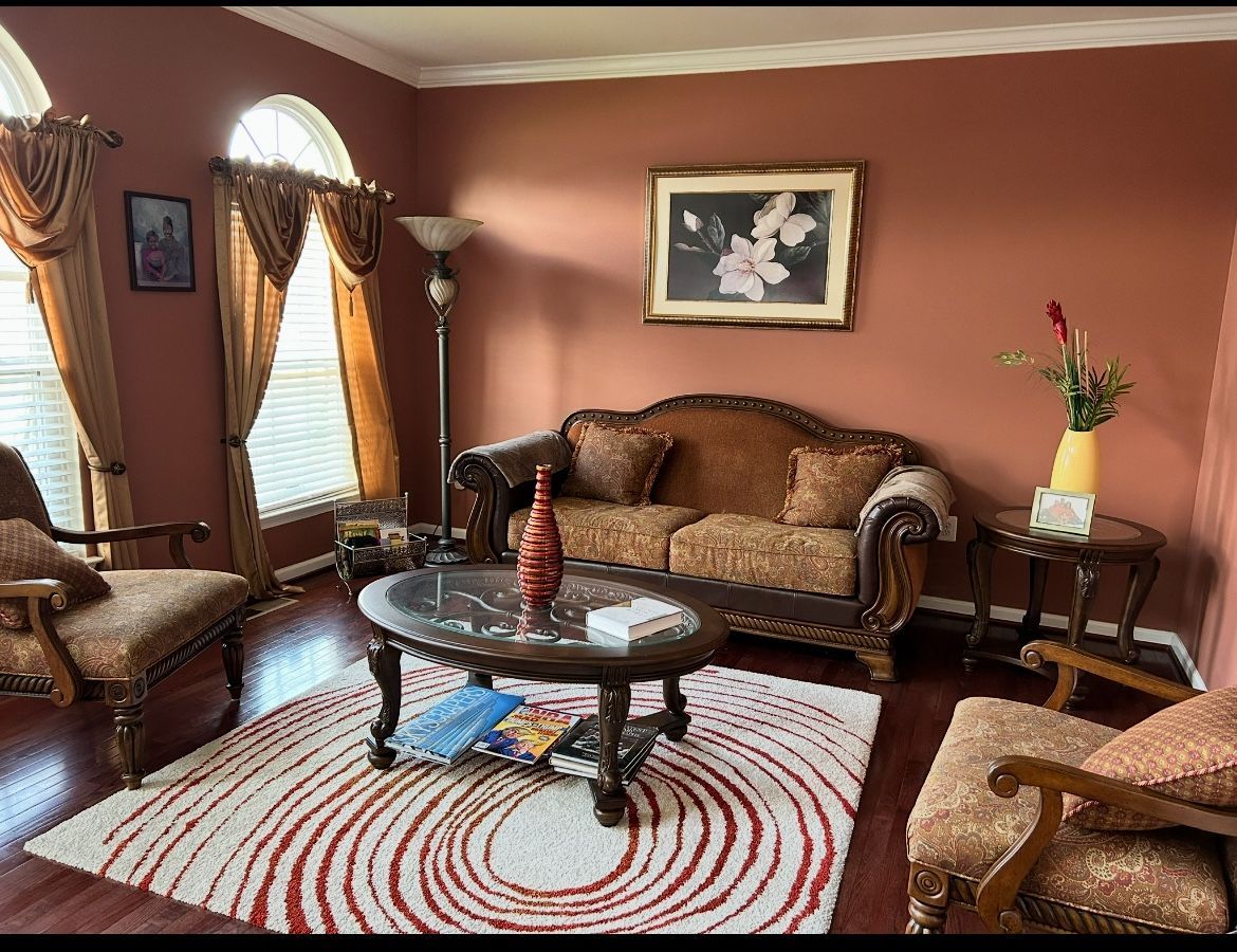 Sofa and Two Matching Chairs With Pillows