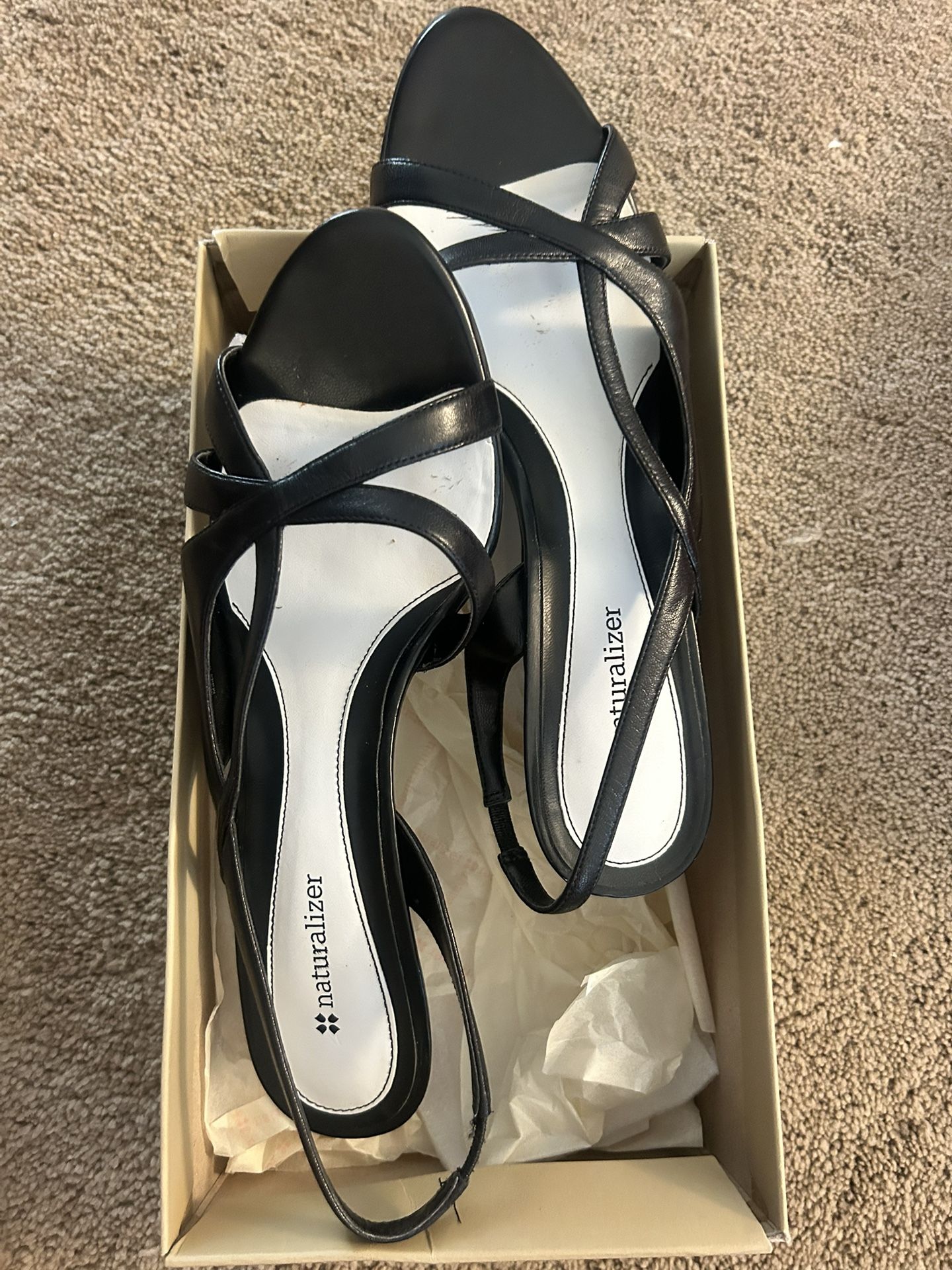 Black Leather Low Heel Size 10