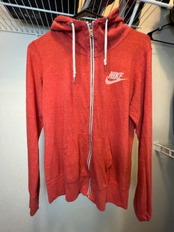 Nike Full Zip Hoodie Women’s Large Red Heathered Lightweight Sweatshirt Jacket