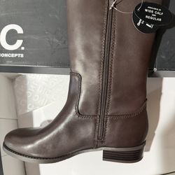 I.N.C. International Concepts Fawne Wide-Calf Leather Knee High Boots