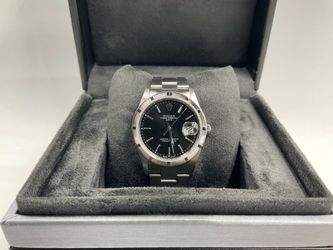 1999 ROLEX OYSTER PERPETUAL DATE AUTOMATIC BLACK DIAL STAINLESS STEEL WATCH