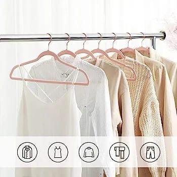 Pack of 50 18" Wide Velvet Hangers and 50 Pack of 16.5" Wide Velvet Hangers, Slim